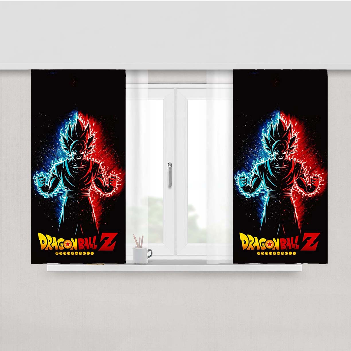 Dragon Ball Z Black 1 Peach Skin Window Curtains