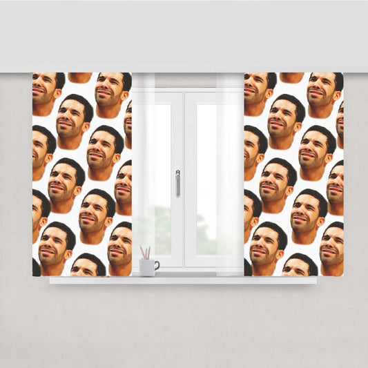 Drake Collage Head Pattern Peach Skin Window Curtains