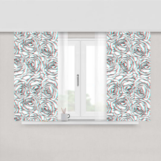 Drawing Roses Pattern Peach Skin Window Curtains