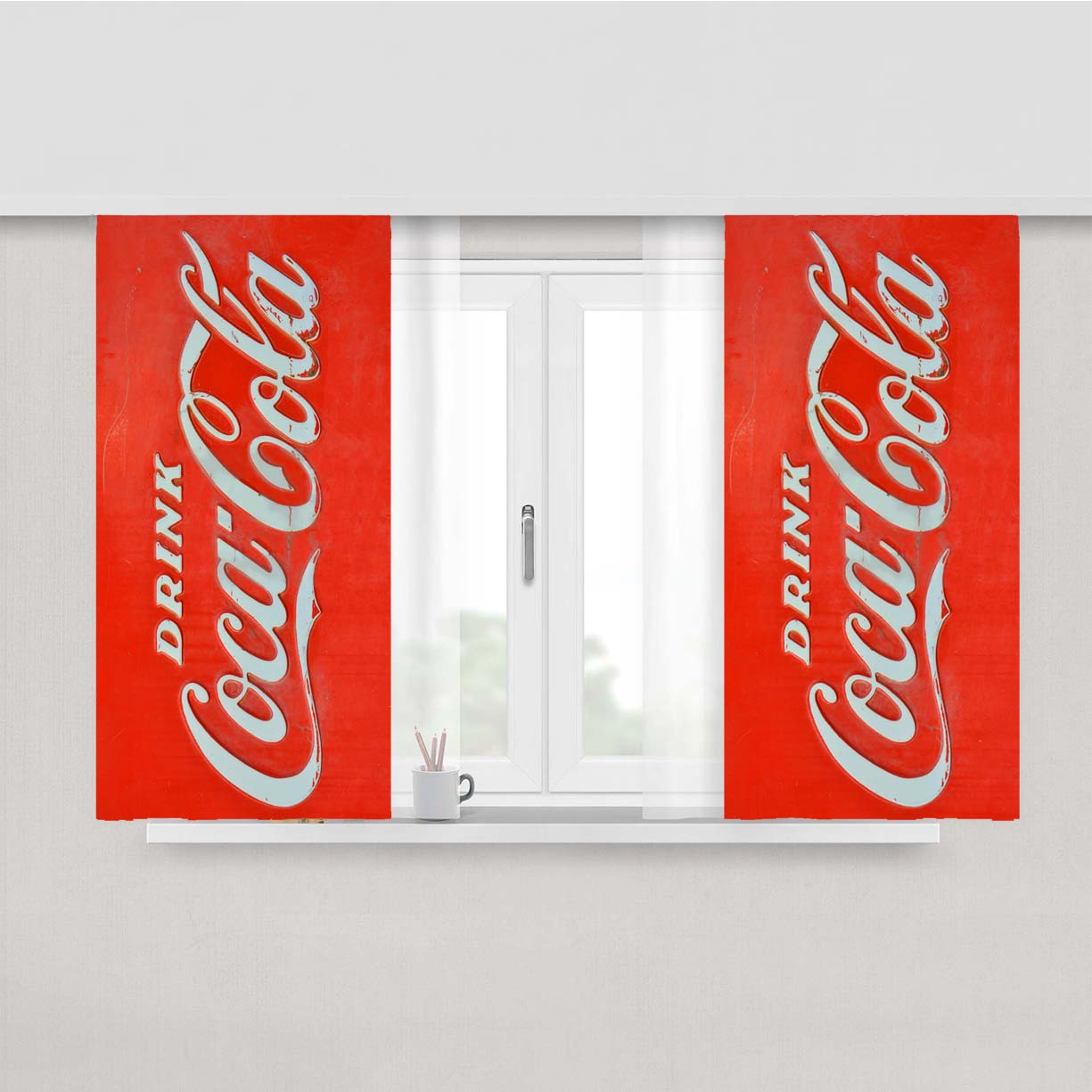 Drink Coca Co Peach Skin Window Curtains