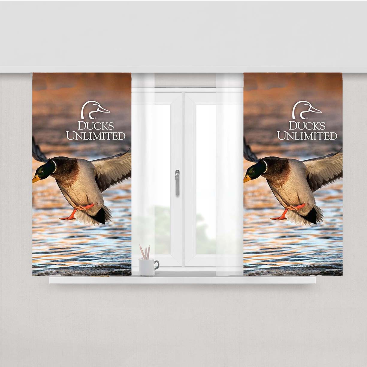 Ducks Unlimited Wetlands Waterfowl Peach Skin Window Curtains