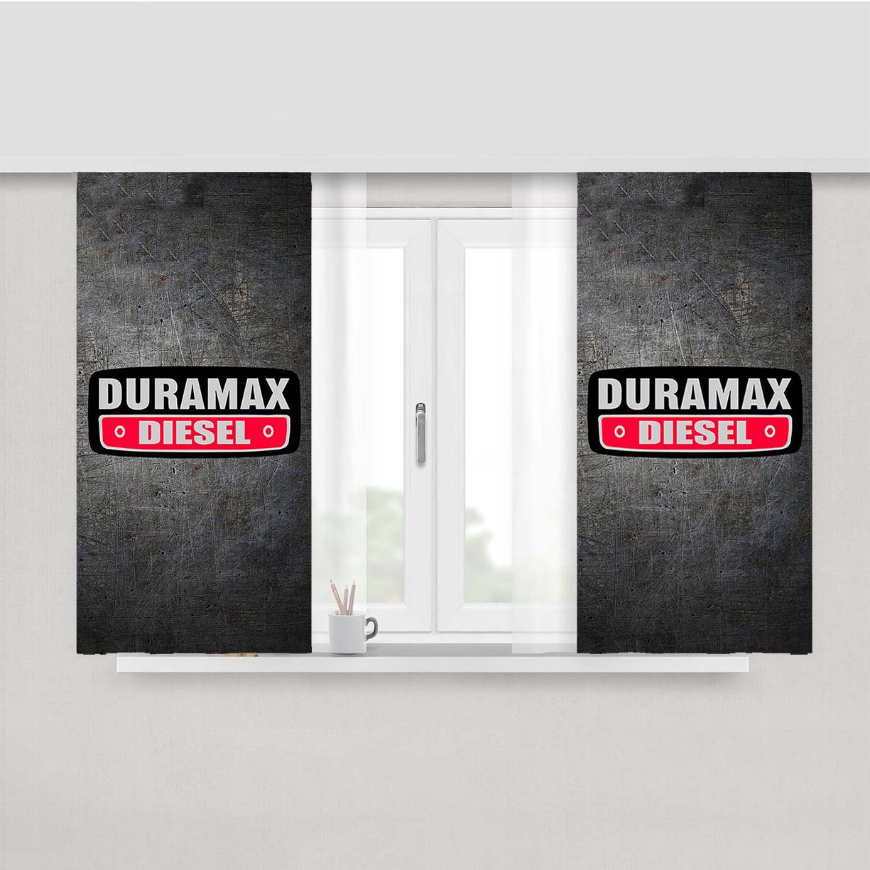 Duramax Diesel Logo Metal Peach Skin Window Curtains