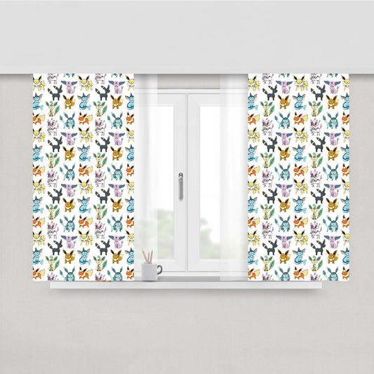 Eevee Evolutions Pattern Peach Skin Window Curtains