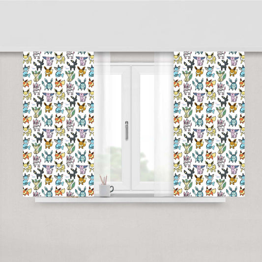 Eevee Pattern Peach Skin Window Curtains