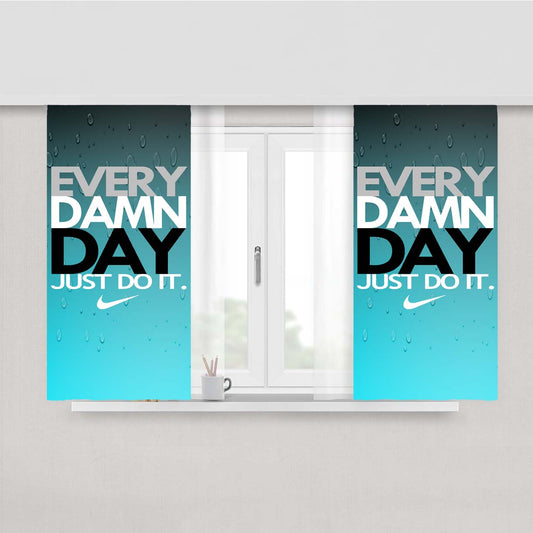 Every Damn Day Just Do It Nike Blue Peach Skin Window Curtains