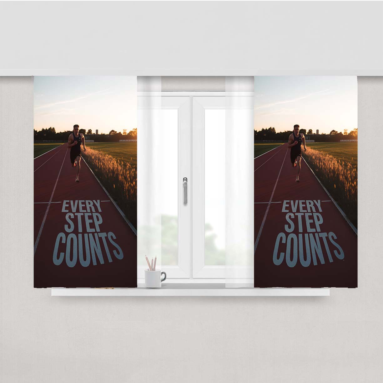 Every Step Counts Peach Skin Window Curtains