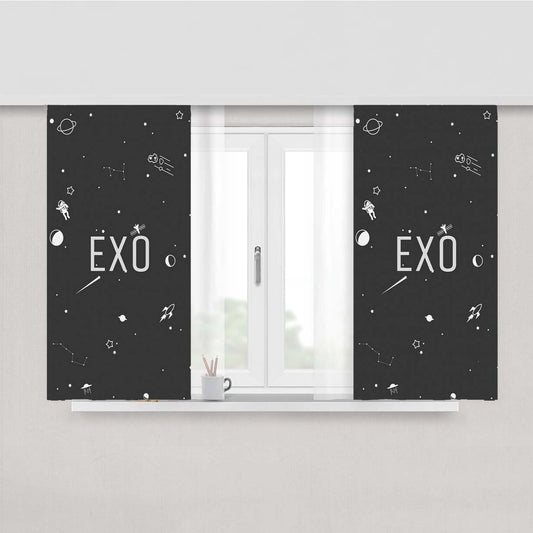 Exo Art Planet Galaxy Pattern Wallpaper Peach Skin Window Curtains
