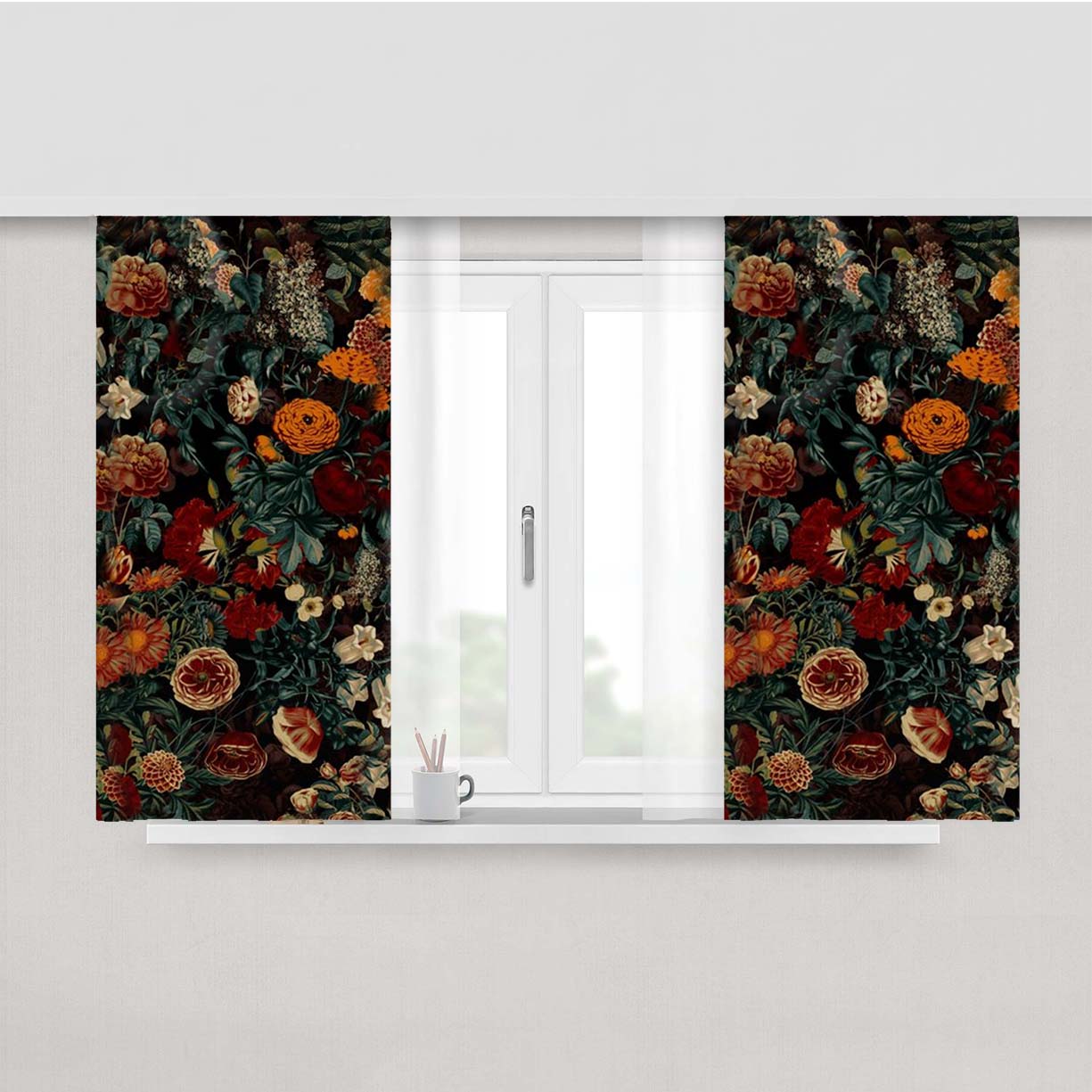 Exotic Garden Peach Skin Window Curtains