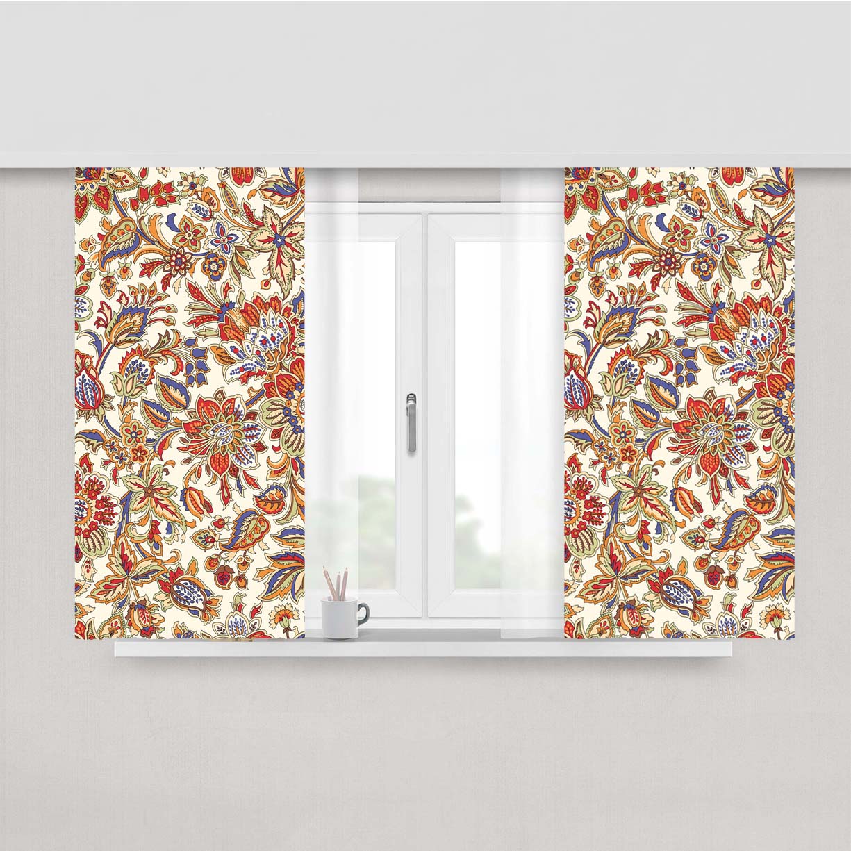 Fabric With Colourful Batik Pattern Peach Skin Window Curtains