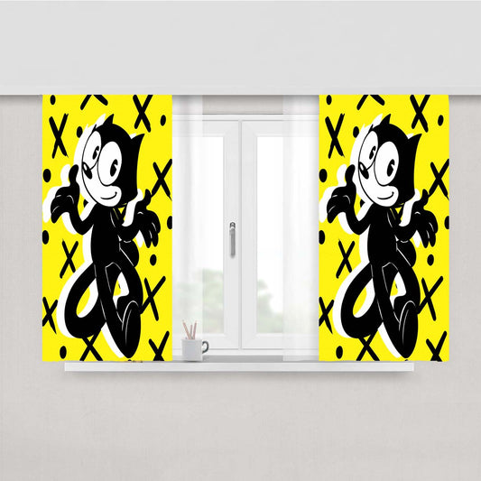 Felix The Cat Magic Bag Canvas Pattern Peach Skin Window Curtains