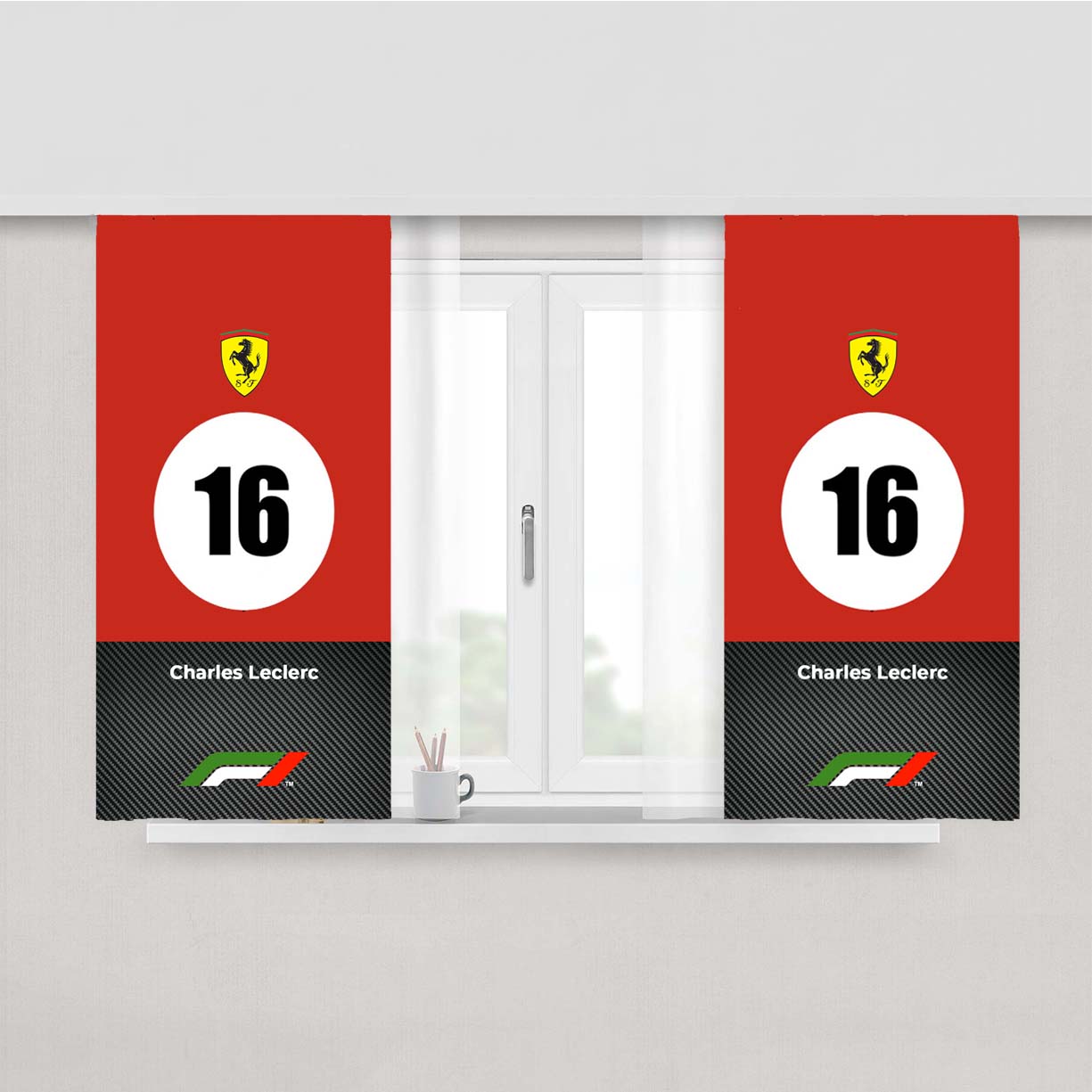 Ferrari Charles Leclerc Peach Skin Window Curtains