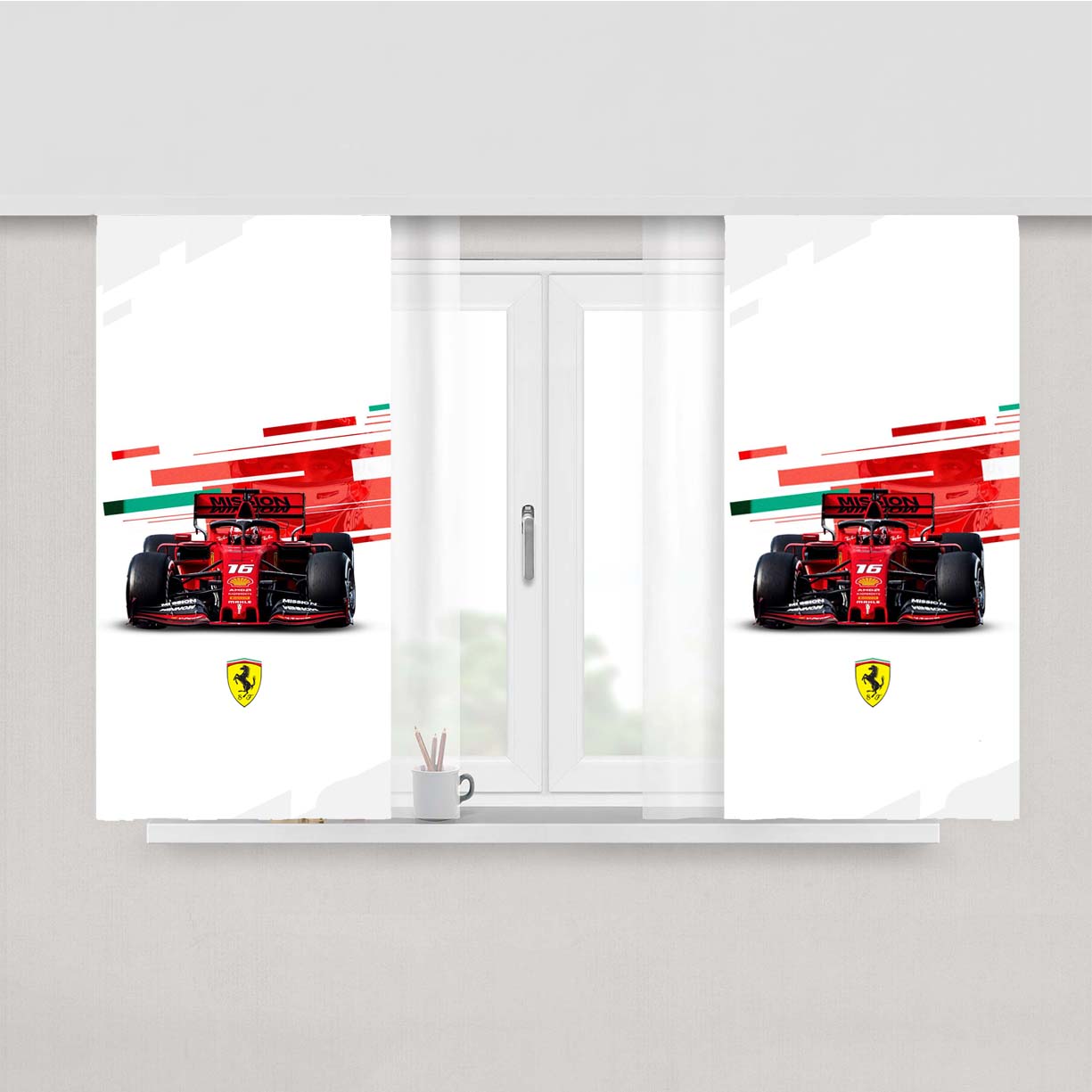 Ferrari Formula One Glitch Peach Skin Window Curtains