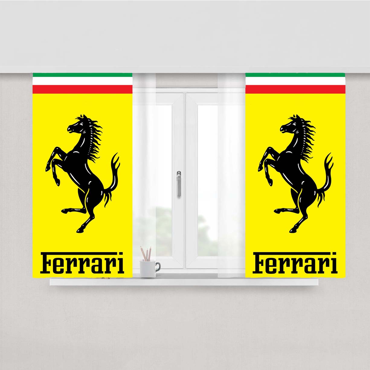 Ferrari Full Logo Peach Skin Window Curtains