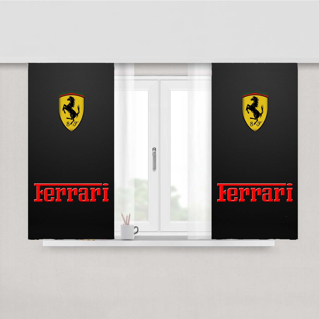 Ferrari Gray Pattern Peach Skin Window Curtains