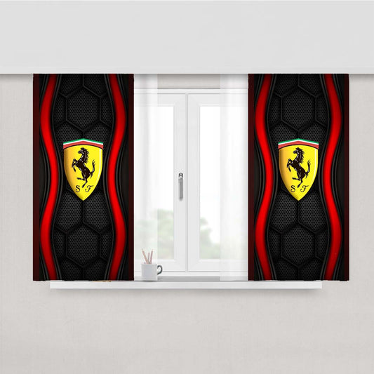 Ferrari Italian Car Emblem Wallpaper Peach Skin Window Curtains