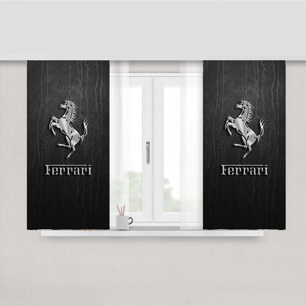 Ferrari Logo Peach Skin Window Curtains