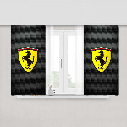 Ferrari Logo Carbon Fiber Peach Skin Window Curtains