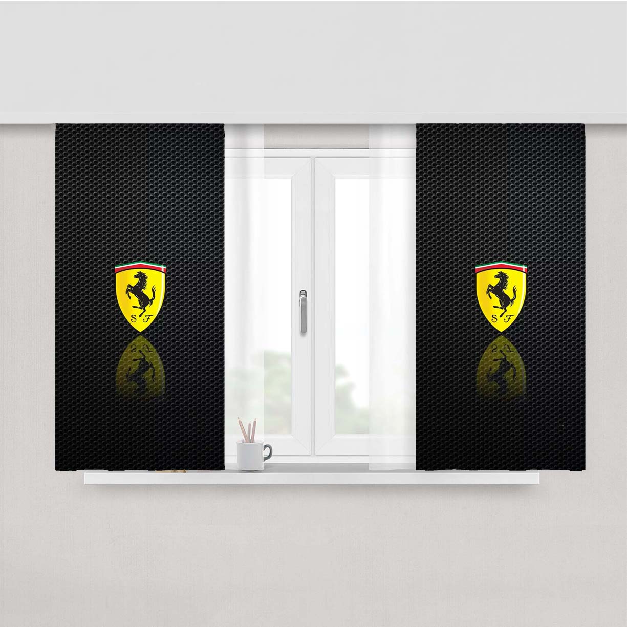 Ferrari Logo Wallpaper Peach Skin Window Curtains