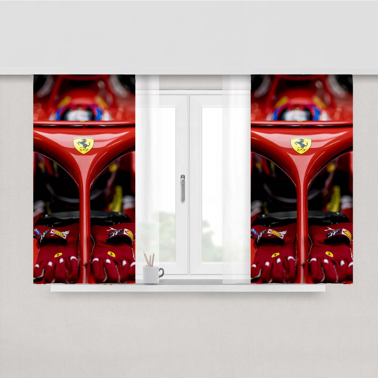 Ferrari Race Wallpaper Peach Skin Window Curtains