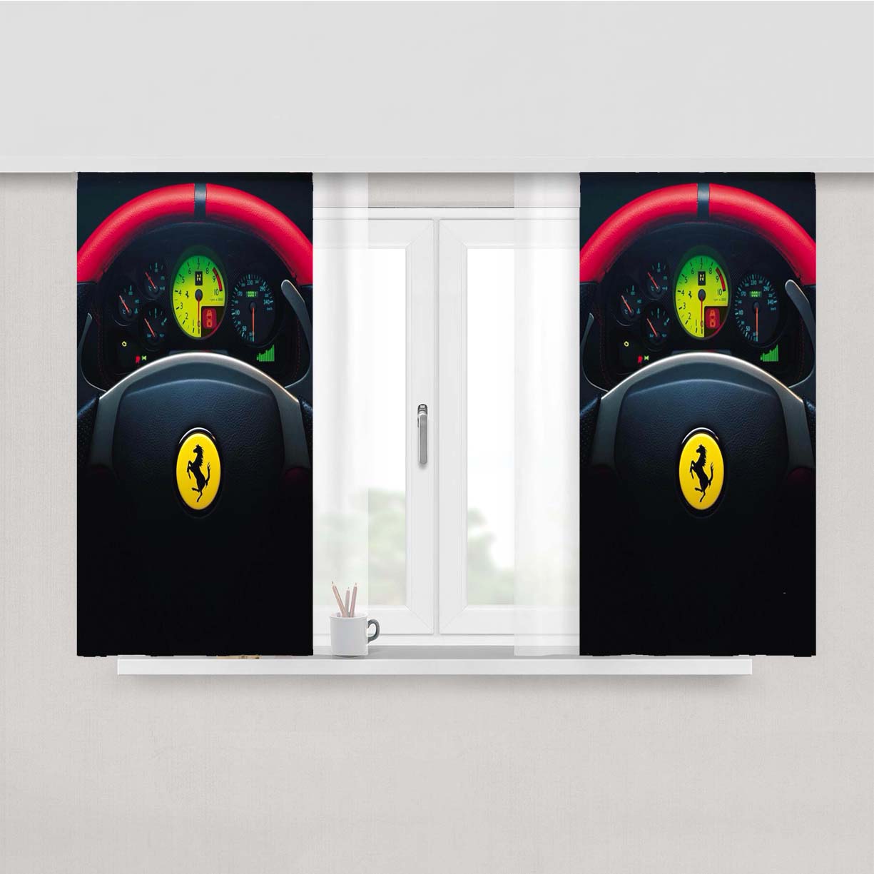 Ferrari Spedometer Peach Skin Window Curtains