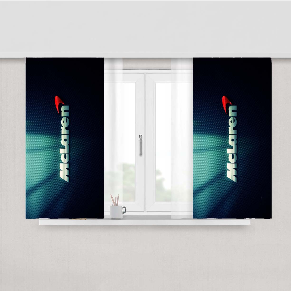 Fiber Mclaren Logo Peach Skin Window Curtains