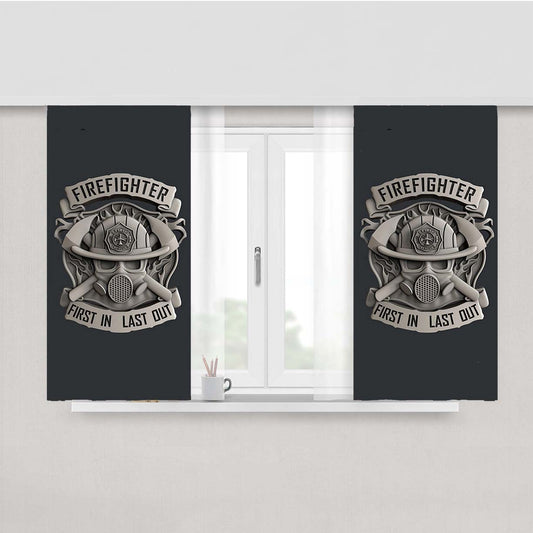 Fire Fighter Logo Last Out Peach Skin Window Curtains