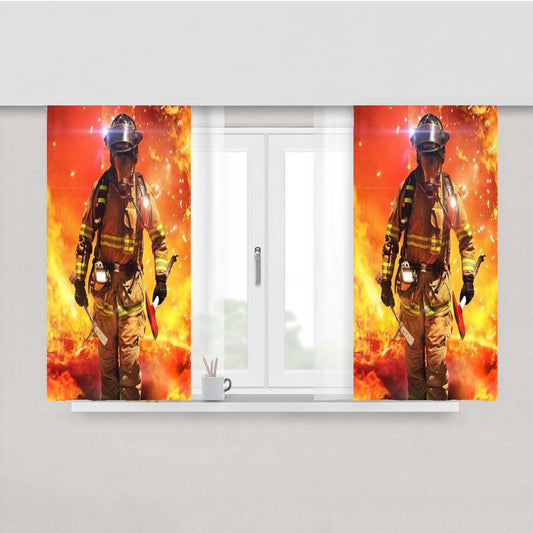 Firefighter Fireman Peach Skin Window Curtains