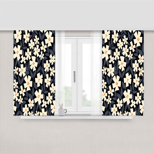 Flat Floral Pattern Peach Skin Window Curtains