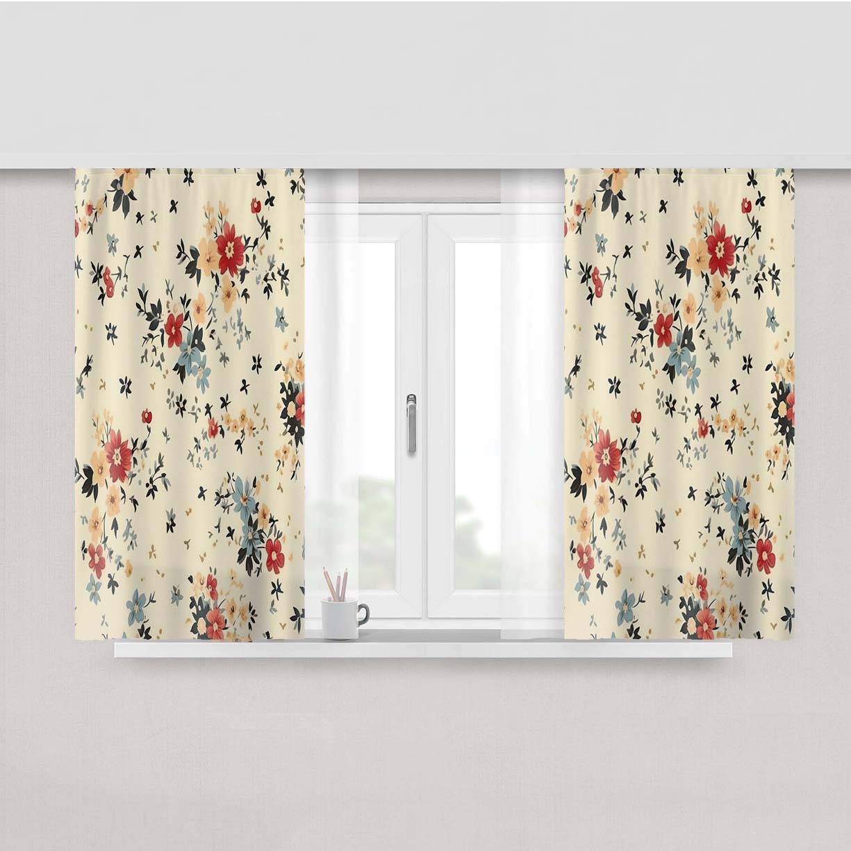 Floral 2 Peach Skin Window Curtains