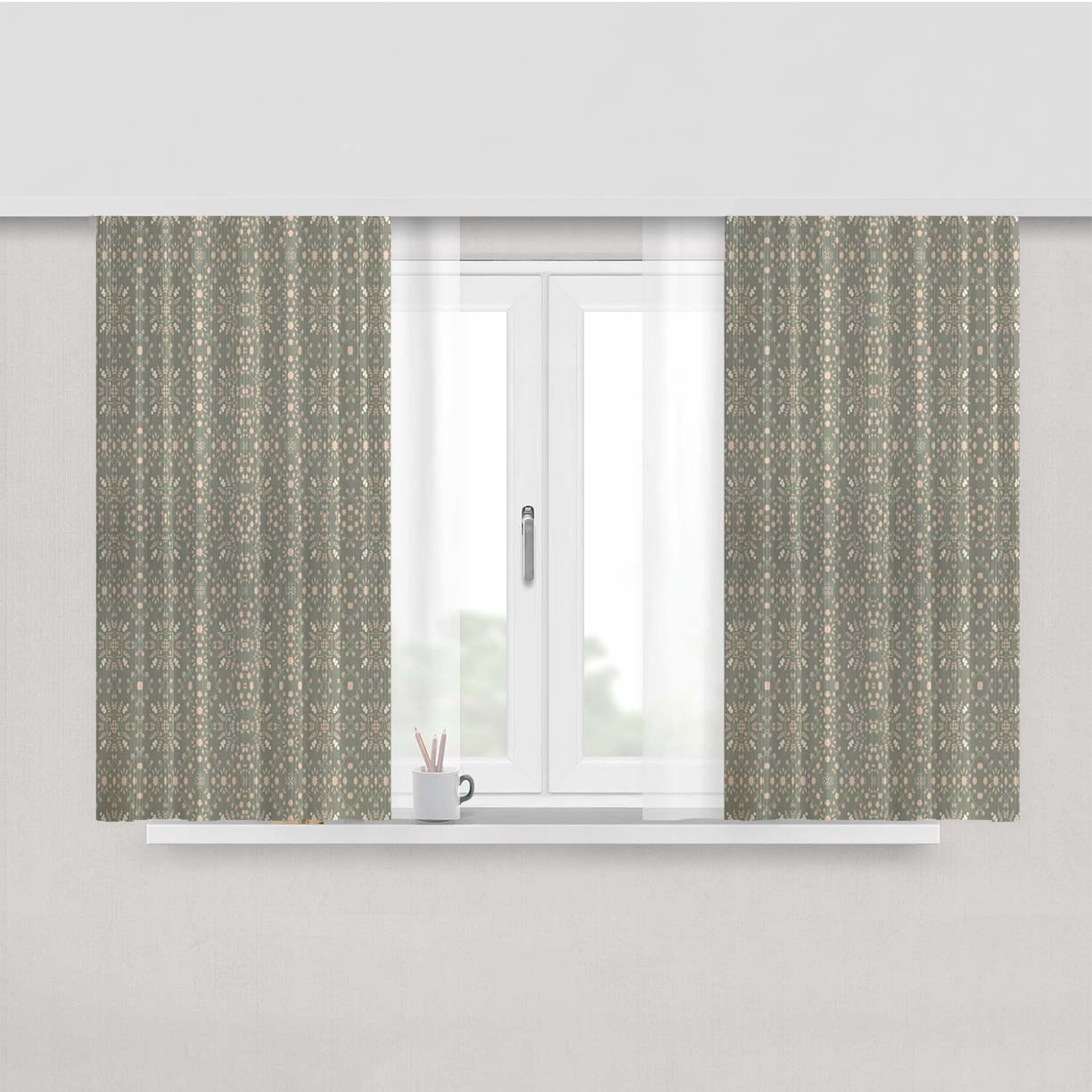 Floral Pattern Peach Skin Window Curtains