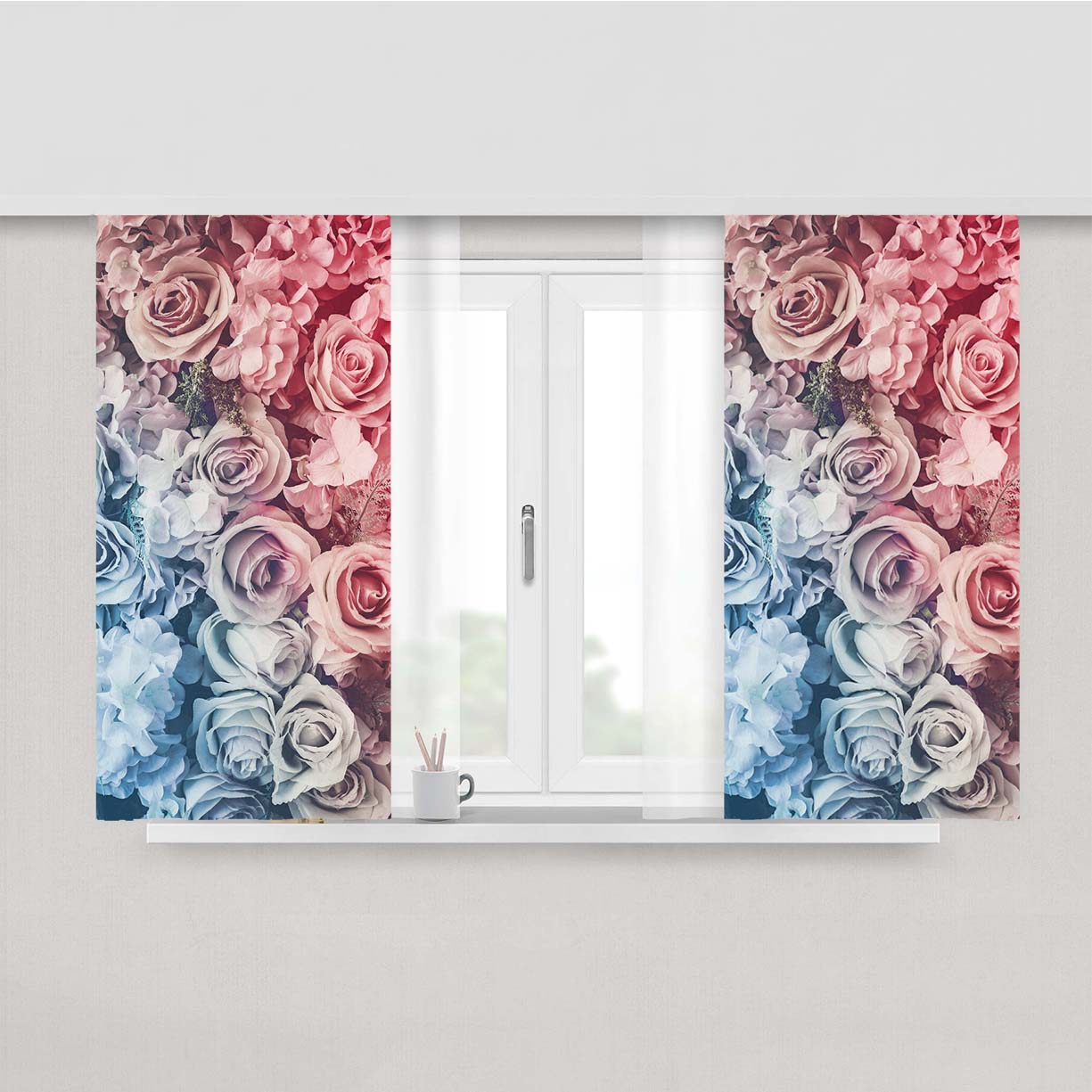 Floral Vintage Photo Peach Skin Window Curtains