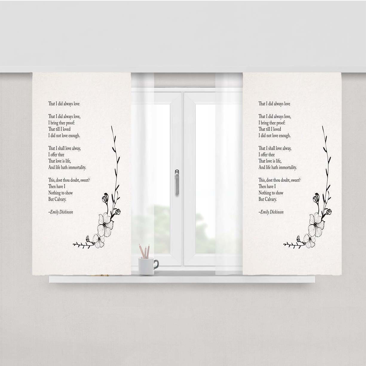 Flower Poem Peach Skin Window Curtains