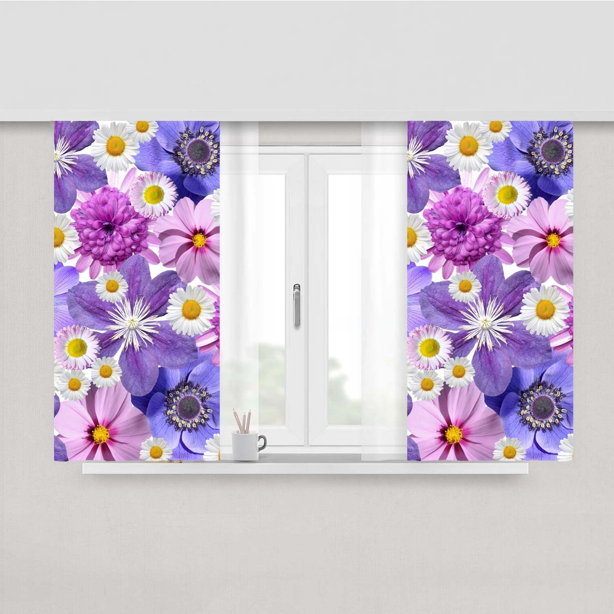 Flowers Pattern Peach Skin Window Curtains