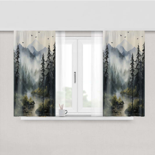 Foggy Mountain Peach Skin Window Curtains