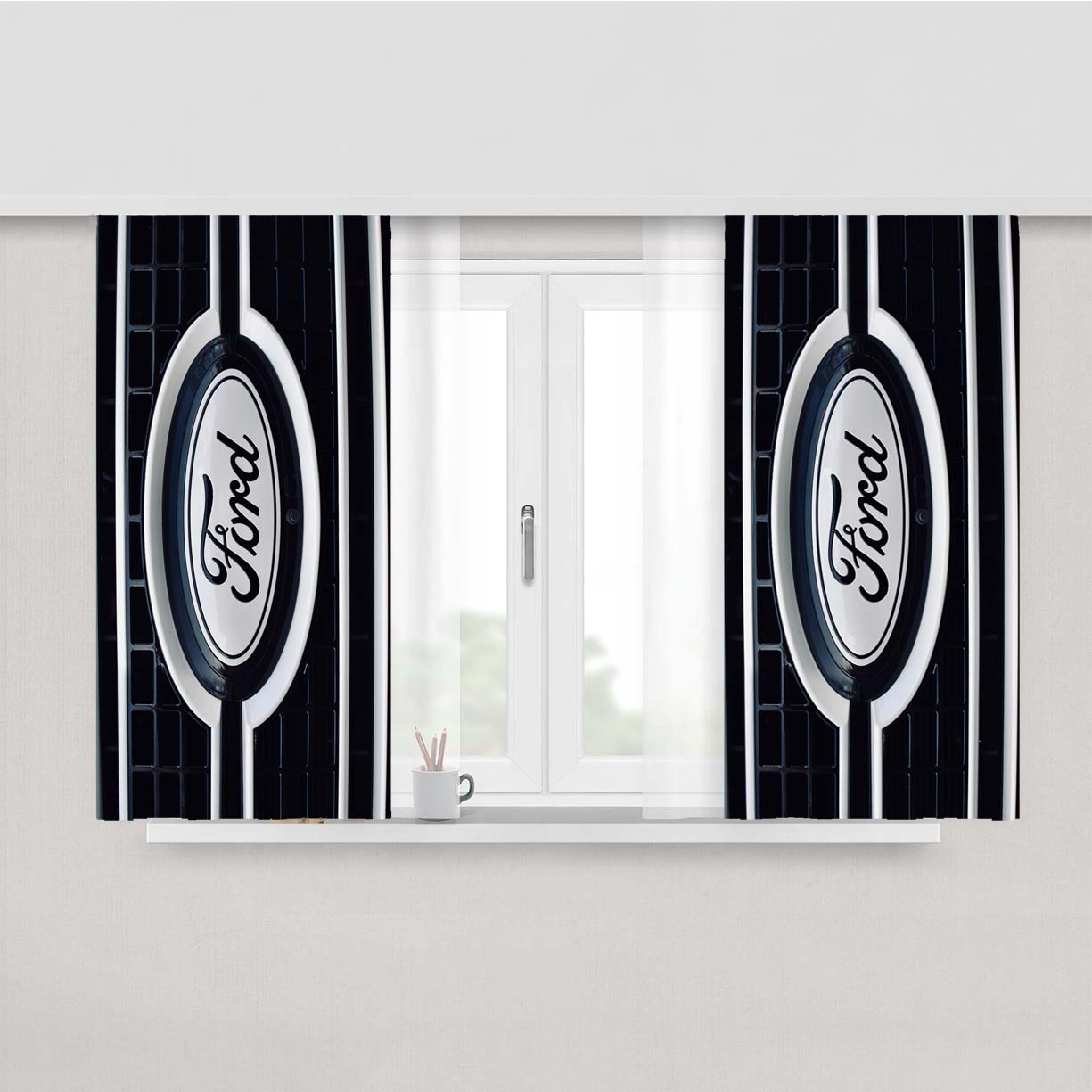 Ford Car Front Camera Badge Peach Skin Window Curtains