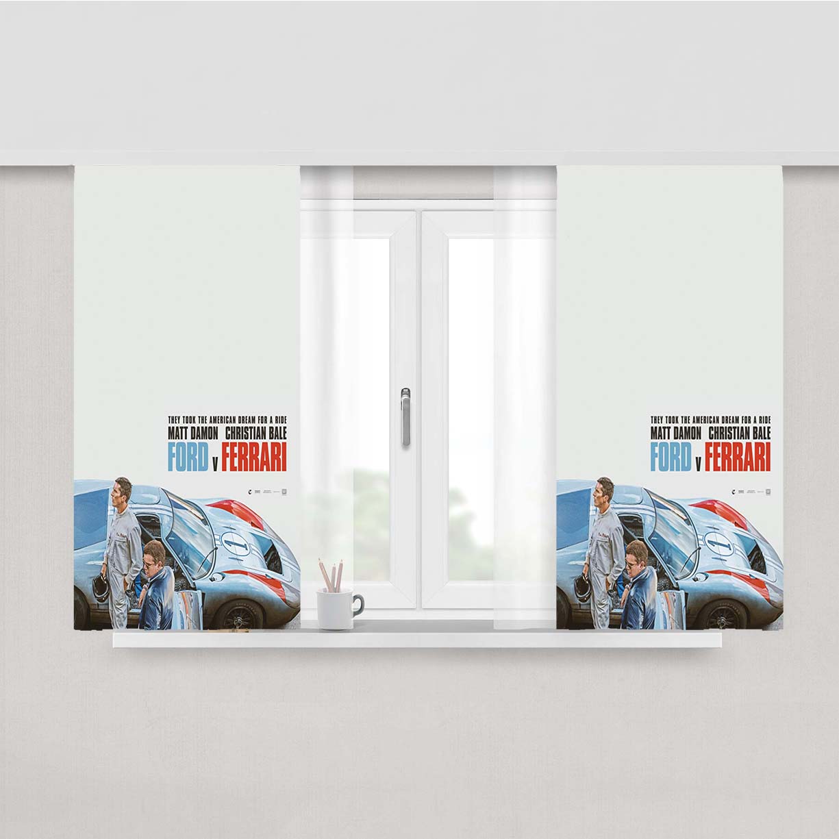 Ford Ferrari 2019 Movie Poster Peach Skin Window Curtains