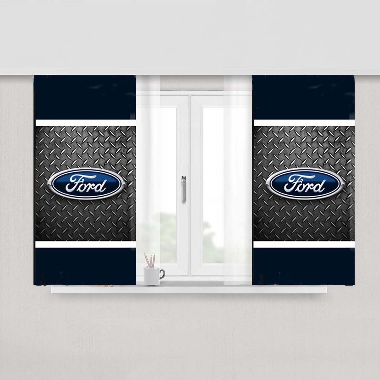 Ford Logo Peach Skin Window Curtains