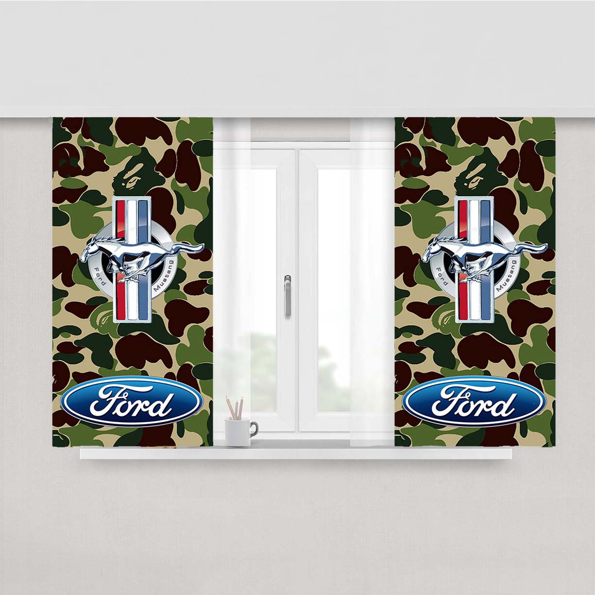Ford Mustang Bape Peach Skin Window Curtains