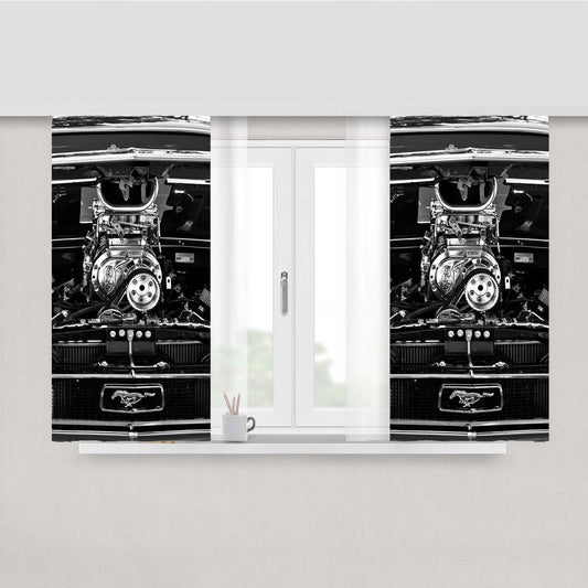 Ford Mustang Engine Peach Skin Window Curtains