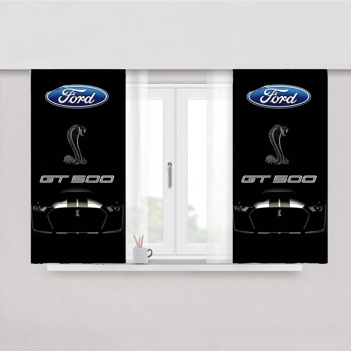 Ford Mustang Gt Black Peach Skin Window Curtains