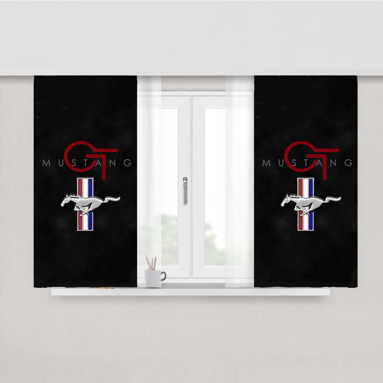 Ford Mustang Gt Logo Peach Skin Window Curtains