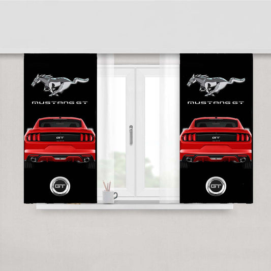 Ford Mustang Gt Red Car Peach Skin Window Curtains