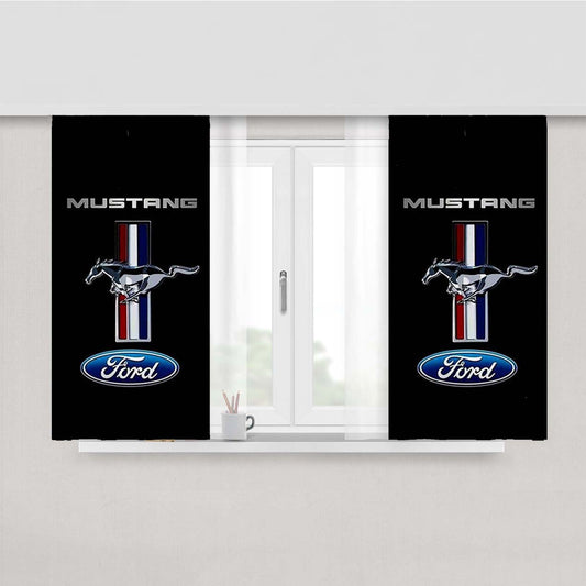 Ford Mustang Logo Peach Skin Window Curtains