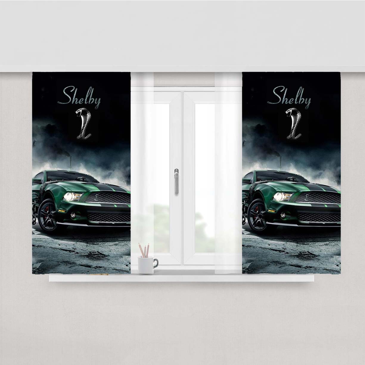 Ford Mustang Shelby Cobra Peach Skin Window Curtains