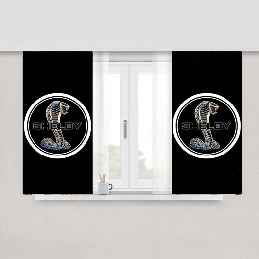 Ford Mustang Shelby Metal Logo Peach Skin Window Curtains