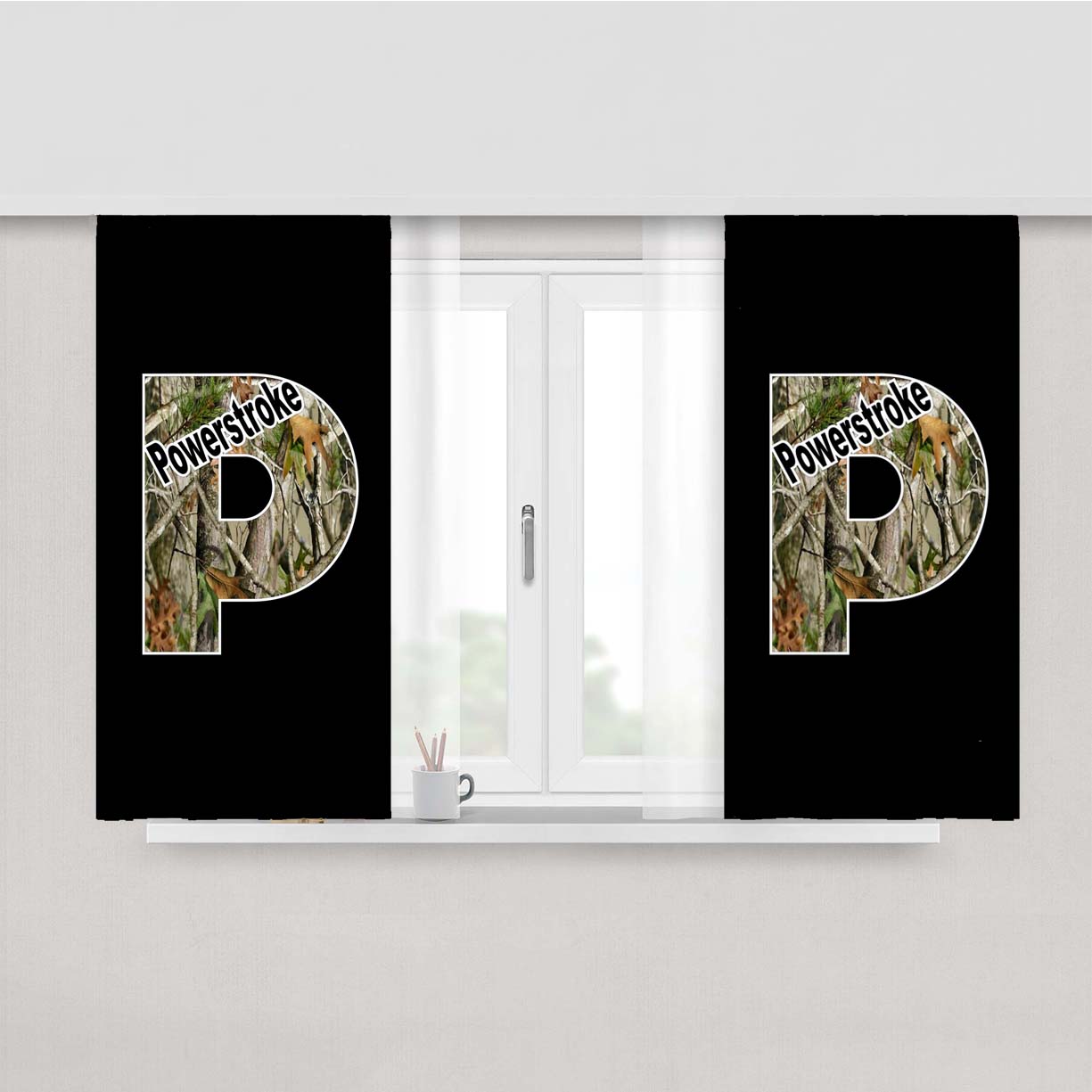 Ford Powerstroke Browning Peach Skin Window Curtains