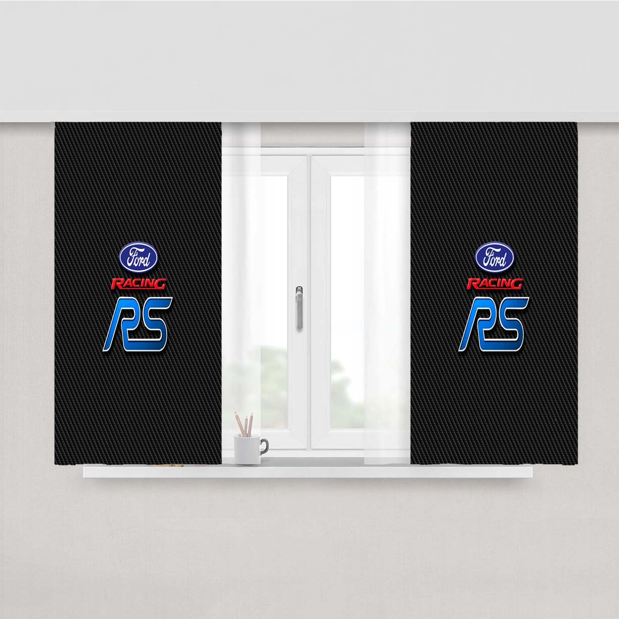Ford Racing Focus Rs Peach Skin Window Curtains