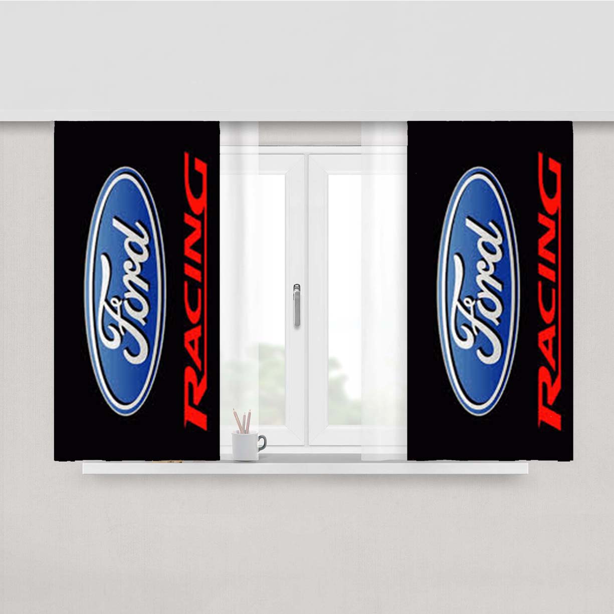 Ford Racing Landscape Peach Skin Window Curtains