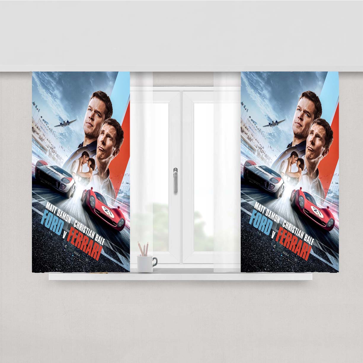 Ford Vs Ferrari Race Car Movie Poster Peach Skin Window Curtains