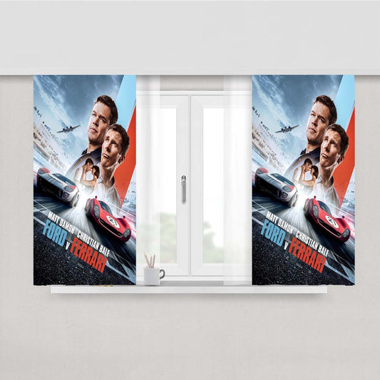 Ford Vs Ferrari Race Car Movie Poster Peach Skin Window Curtains